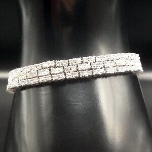 925 Sterling Silver Natural Diamond DBJ Dee Berkley Triple Strand Bracelet